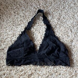 PINK Victoria's Secret Black Lace Halter Bralette